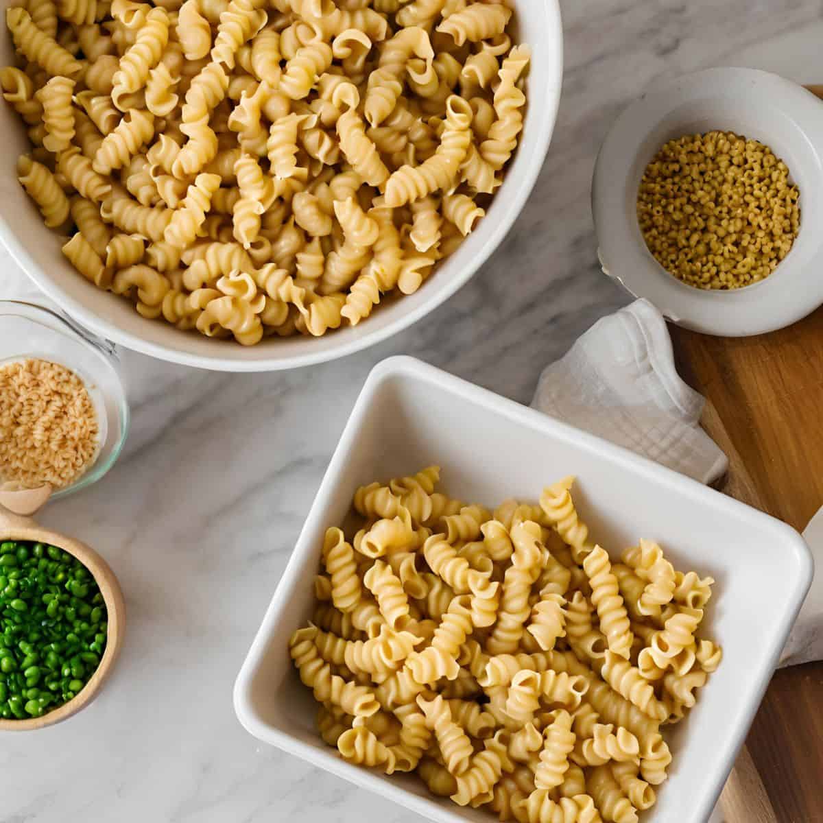 Cook the chickpea cavatappi pasta according to package instructions