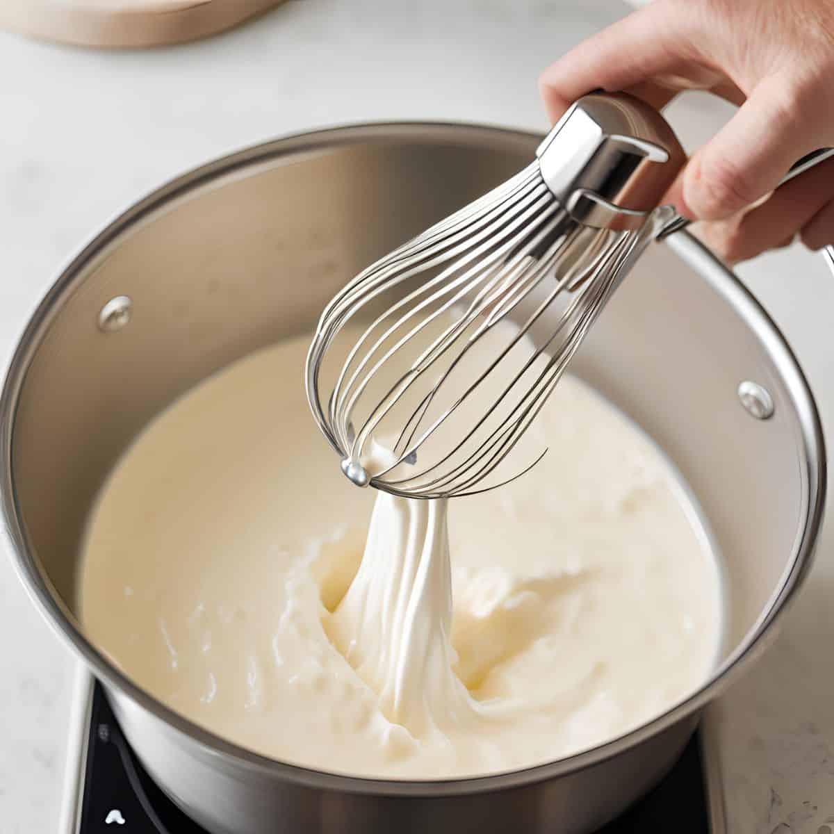 Gradually whisk in milk and the blended cottage cheese. Cook until the mixture thickens